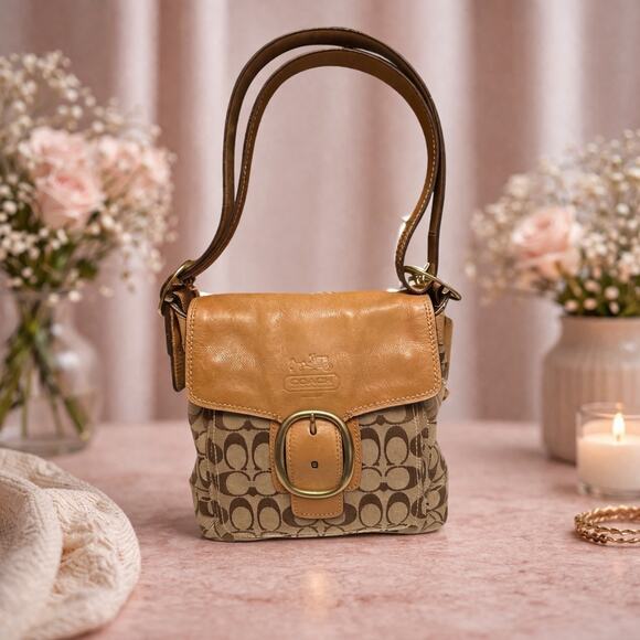 caoch Handbags - Coach Signature Canvas and Leather Crossbody Bag in Brown